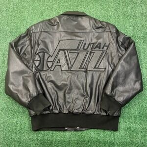 Vintage Jeff‎ Hamilton NBA Utah Jazz Black Leather Jacket